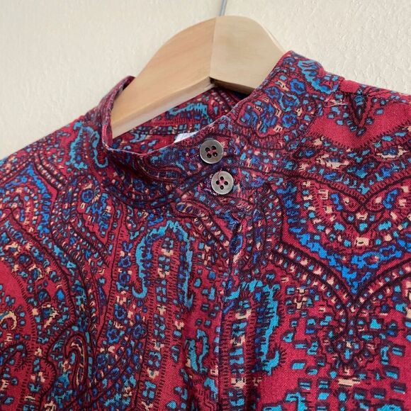 VTG Neiman Marcus Evan-Picone Women's M Blouse Buttons Off Center Paisley Dark - Picture 3 of 10
